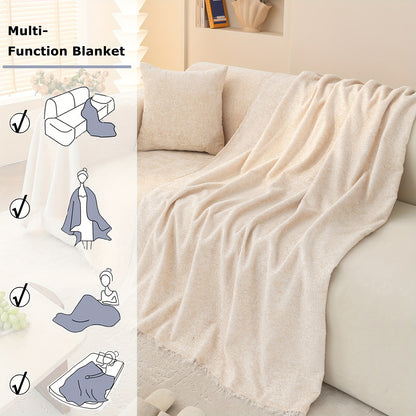 Super Soft Chenille Couch Protector - Durable, Pet-Friendly Solid Slipcover with Fringes for Living Room Decoration