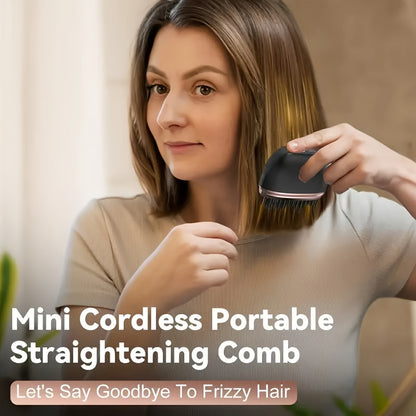 Mini Wireless Straight Hair Comb, Portable And Compact Straight Hair Comb, USB Charging Portable Straight Hair Brush, Small Hot Comb, Heat-Resistant And Lightweight Travel Style, Essential for Family And Travel, Preferred for Women'S Gifts