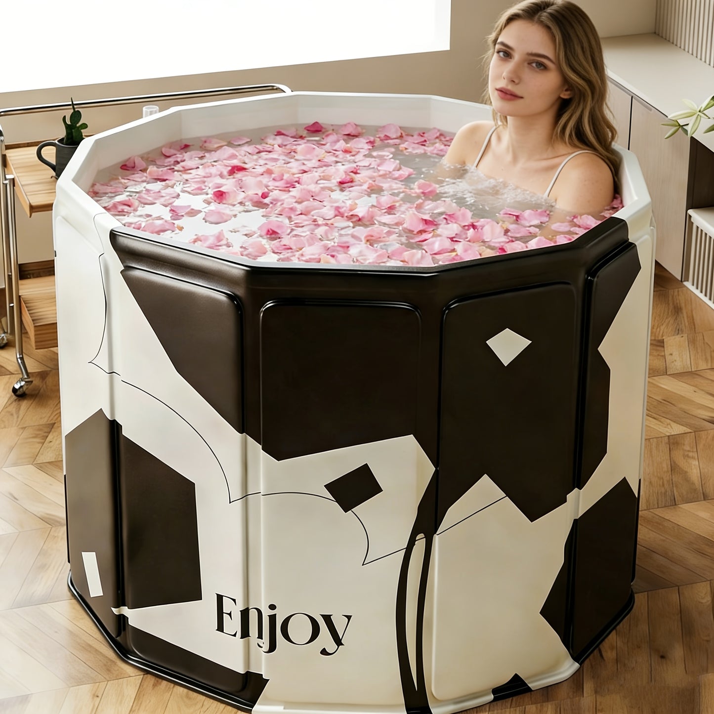 Adult Hot Tub, & Cold Soaking Tub, Foldable Full Body Bath Barrel For Home, Multi-use Storage Bucket With Non-slip Base, Durable Odorless Space-saving, Portable For Travel & Small Spaces, Ideal Holiday Gift, Essential Bathroom Accessory