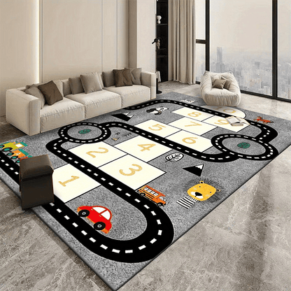 EGIDOO 120x180cm / 4x6ft Race Track, Hopscotch Game Rug Train Kids Carpet Washasble Carpet Colorful Classroom Playroom Carpets for Kitchen Home Office Dorm