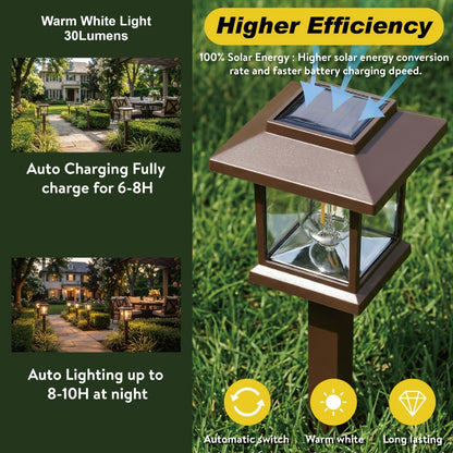 Solar Pathway Lights Outdoor, Black/Brown Upgraded LED Waterproof Solar Lights Outdoor, Up to 12Hrs, Auto On/Off, Garden Decor for Yard, Driveway, Walkway, Warm White