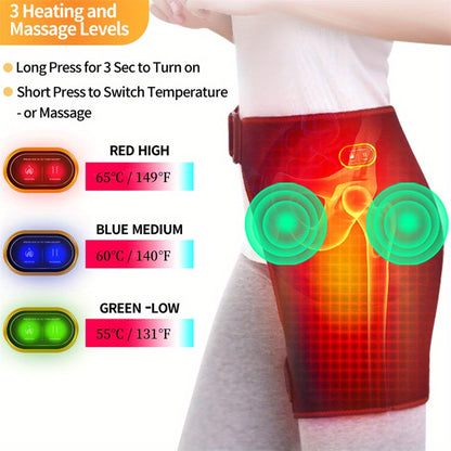 Heated Hip Brace USB Electric Heated Hip Brace with 3 Massager Vibration and Heat Settings Heated Hip Brace for Women Men