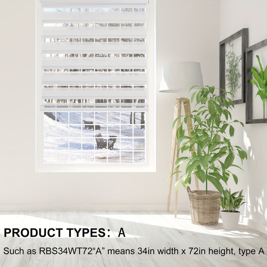 Cordless Zebra Roller Shade with Valance, Double Layered Window Blind for Day And Night, Light Filtering Window Treatment with Mesh And Opaque Fabric