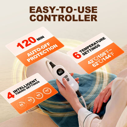 Graphene Heating Pad, Suitable for Neck, Shoulders, and Back, Weighted Electric Pad, Deep Heating, with Precise Heating and Soft Flannel, Multiple Heating Settings, Timer Option, Auto Shut-Off, Machine Washable. Size Is 22 Inches X 18 Inches