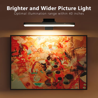 Picture Lights for Wall Battery Operated Rechargeable | Cordless LED Wall Sconce with Remote & 3 Color Temperatures – Art Light for Painting, Frame, Gallery & Dartboard, Black