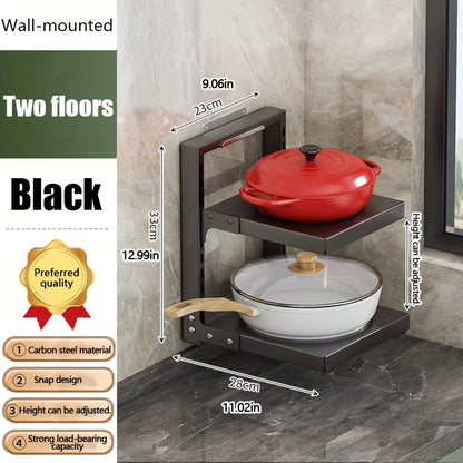 2/3/4/5/7-Tier Adjustable Kitchen Storage Rack, Multi-Layer Drain Organizer For Pots, Pans And Cutlery, Paint Finish, Black, Kitchen Storage,Pot Racks