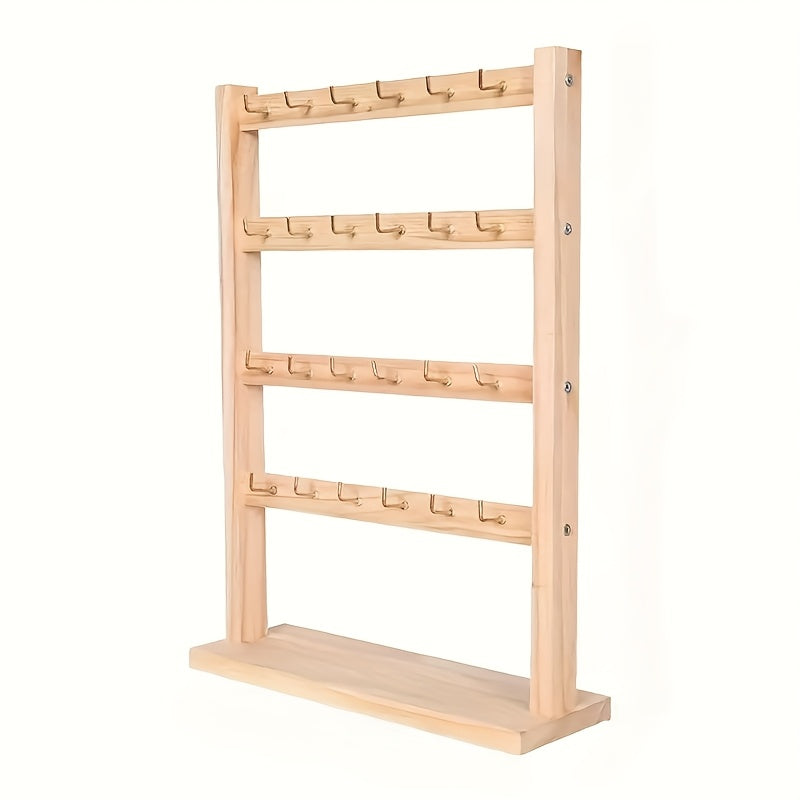 1pc Elegant Wooden Keychain And Jewelry Display Stand Hook - Multi-Functional Desktop Organizer Earrings, Bracelets, And More Storage Three-Layer Jewelry Stand Four-Layer Jewelry Stand Please Purchase As Needed, Jewelry Towers