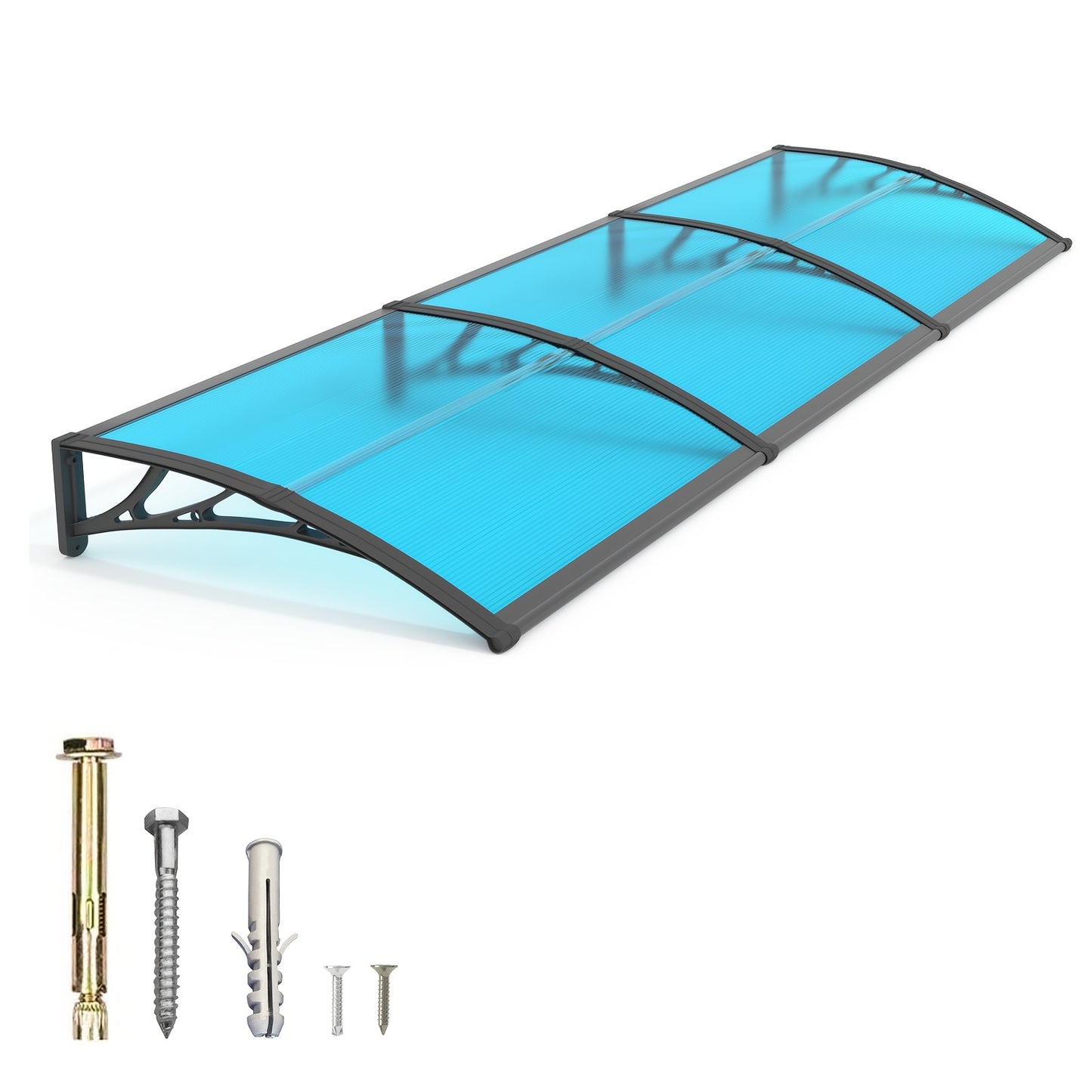30/ 40/ 48/ 60/ 80" Window Awning Door Canopy Overhang Awnings for Doorways Polycarbonate Cover Patio Door Awning UV Rain Snow Sunlight Protection Hollow Sheet
