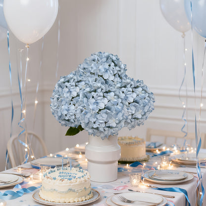 Set of 10 Blue Artificial Hydrangea Flowers, 16.2 Inches in Length, Perfect for Birthday Celebrations, Bedroom Decor, Kitchen Embellishments, Exhibition Displays, And Christmas Decorations (10pcs in Blue).