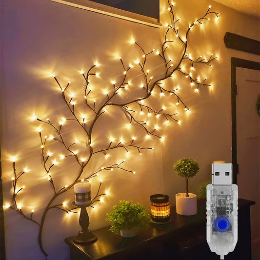96 LEDs Vines For Party Wall Decor, 1.8m/5.9Ft Christmas Decorations Indoor Home Decor Artificial Plants Tree Branches, Enchanted Willow Vine Lights For Room Bedroom Living Room Decor Aesthetic IP45