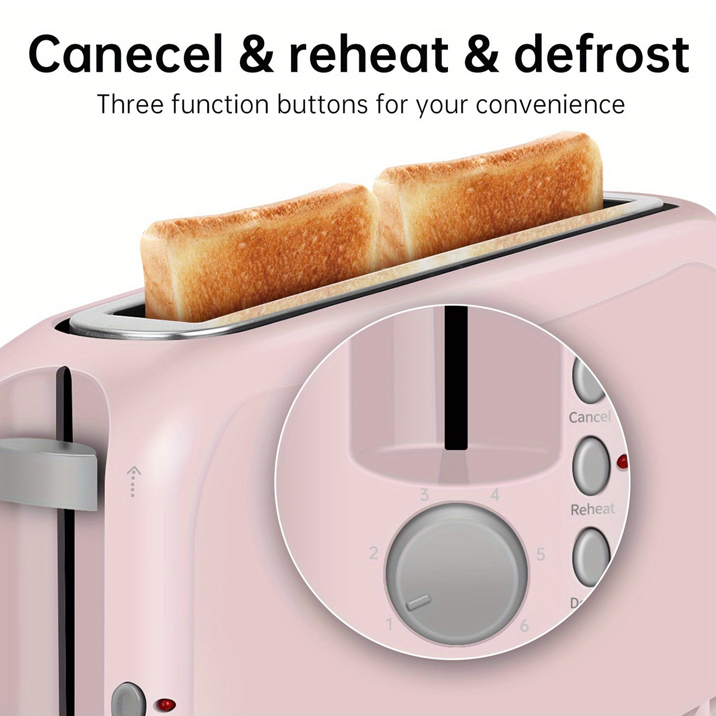 SEEDEEM 2-Slice Slim Toaster, Fits-anywhere™ Kitchenware, 6-Setting Shade Control with Cancel, Reheat & Defrost, Removable Crumb Tray, 750 Watt, White, Perfectly Designed for Toasting Bread, Waffles, or Bagels!