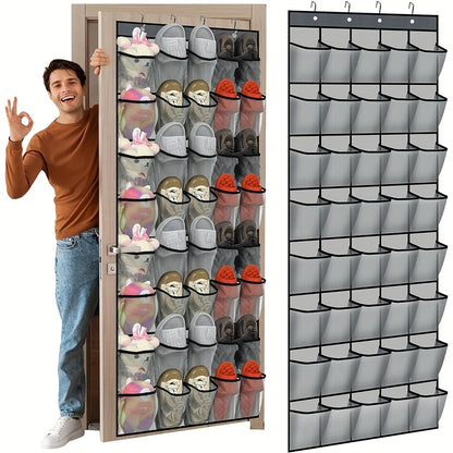 40-Pocket Over-The-Door Shoe Storage Solution with 4 Hooks - Durable Fabric Organizer for Saving Space in Closets And Entrances