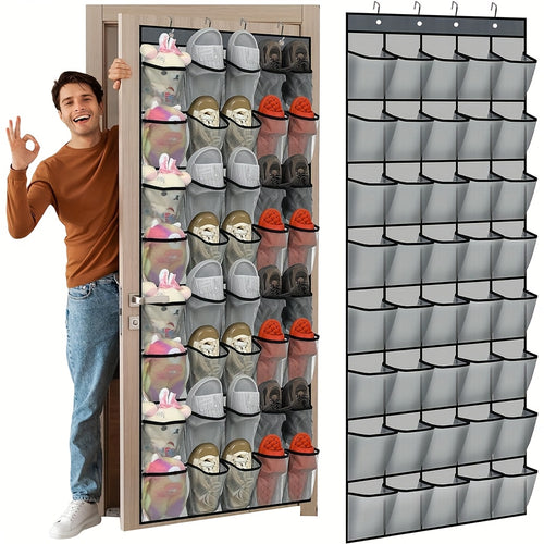 40-Pocket Over-The-Door Shoe Storage Solution with 4 Hooks - Durable Fabric Organizer for Saving Space in Closets And Entrances