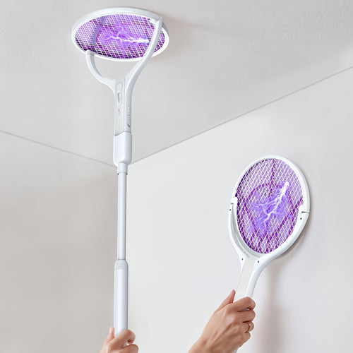 Electric Fly Swatter Racket 4000V – Rechargeable Mosquito Killer Zapper with Auto One-Touch Kill, Detachable Head, USB Type-C Charging, Cordless Bug Zapper for Indoor & Outdoor Use, Pet-Safe Pest Control