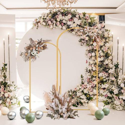 2-Piece Wedding Arch Backdrop Set Metal Arch Backdrop Frame Ideal For Wedding Celebrations, Outdoor/indoor Birthday Parties, Graduation Ceremonies, Garden Floral Balloon Arch Decorations, Event Decor 7.2 Ft + 6 Ft Halloween & Christmas