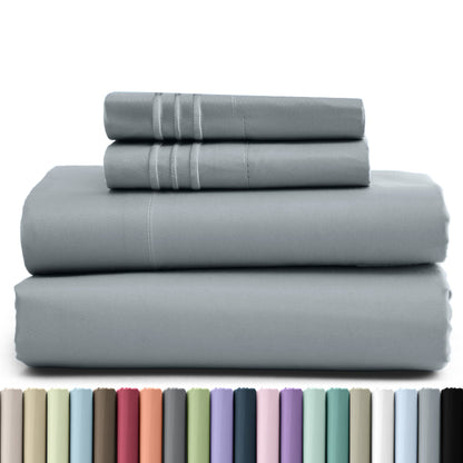 Hannah Bedding 4 Pieces Solid Colors Bed Sheets - 1800 Series Brushed Sheet Set With Pillowcases, Deep Pocket Bedding Set For Ultimate Comfort - Lightweight And Breathable Cooling Sheet Set - 16 Inches Deep Pocket