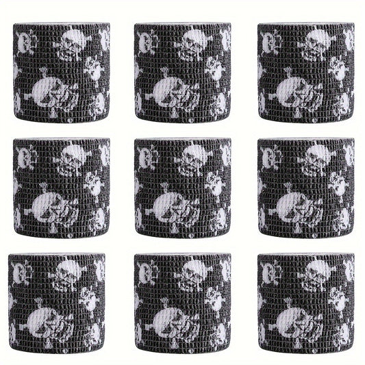 Tattoo Kit 9pcs Skull & Camouflage Temporary Tattoo Stencil Set – Body Art Accessories for Adults & Kids, No Batteries Needed