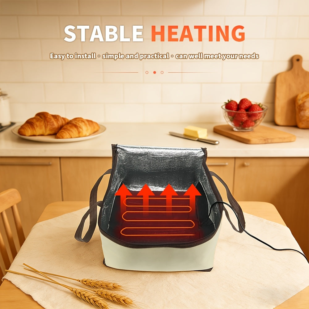 USB-Powered Bread Proofing Box with Carry Bag - Foldable Zippered Dough Fermenter Suitable for Pizza, Yogurt & Sourdough Starter, Portable Yeast Proofing Container for, USB Operation (No Batteries Required)