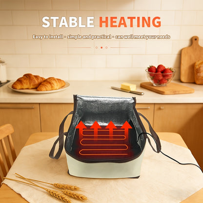 USB-Powered Bread Proofing Box with Carry Bag - Foldable Zippered Dough Fermenter Suitable for Pizza, Yogurt & Sourdough Starter, Portable Yeast Proofing Container for, USB Operation (No Batteries Required)