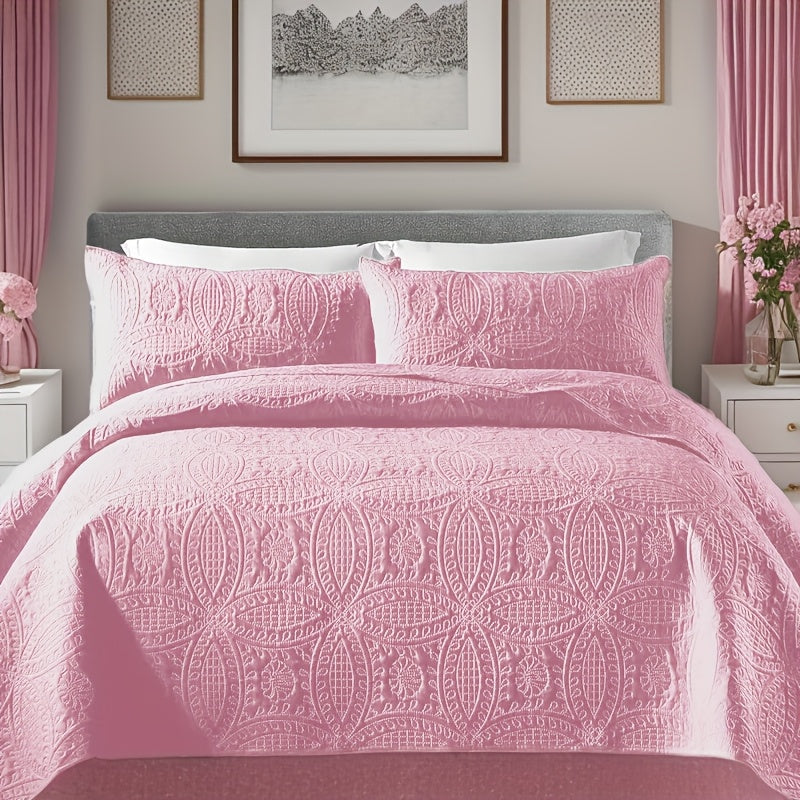 3pcs Bed Quilt Set, Bedding Set Soft Comfortable for Bedroom, Guest Room (1*Bed Quilt + 2*Pillowcases, Without Core)