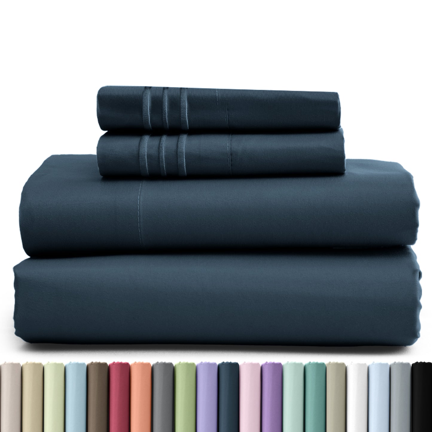 Hannah Bedding 4 Pieces Solid Colors Bed Sheets - 1800 Series Brushed Sheet Set With Pillowcases, Deep Pocket Bedding Set For Ultimate Comfort - Lightweight And Breathable Cooling Sheet Set - 16 Inches Deep Pocket