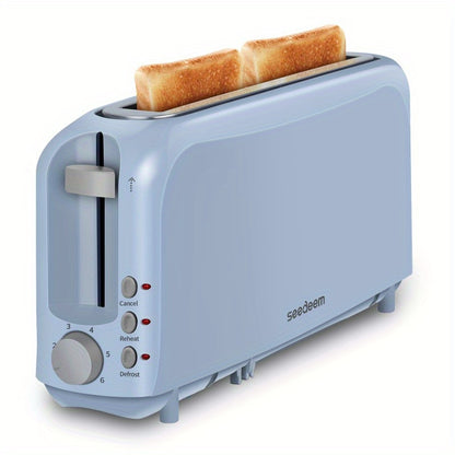 SEEDEEM 2-Slice Slim Toaster, Fits-anywhere™ Kitchenware, 6-Setting Shade Control with Cancel, Reheat & Defrost, Removable Crumb Tray, 750 Watt, White, Perfectly Designed for Toasting Bread, Waffles, or Bagels!