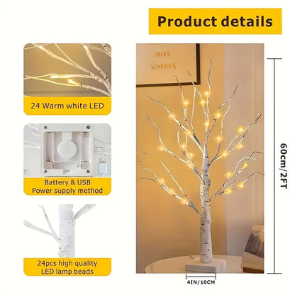 4/6pcs Illuminated Birch Tree, Wedding Decoration, LED Birch Tree, Warm White Glowing Lights for Home, Fireplace Gatherings Indoors, Back-To-School Season Decoration, Decorative Lights for Wedding Birch Tree