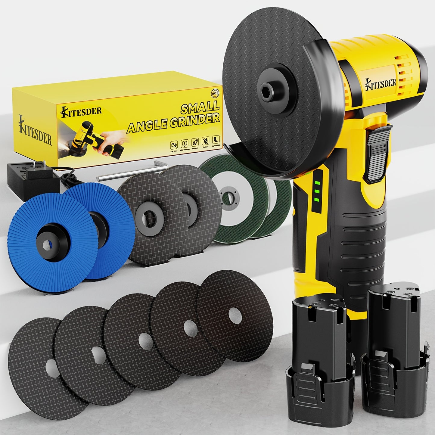 12V Rechargeable Angle Grinder - 19500 Rpm High-speed Electric Sander Multi-functional Polishing And Sanding Tool Suitable For Handwork, Home Repairs, Metal And Wood Processing Men'S Practical Gift Fast Local Warehouse Delivery