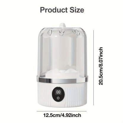 Portable Mini Washing Cup One-Button Start 2 Modes Impeller Hand-Wash Simulation Space-Saving Electric Mini Washer for Travel Camping Dorms Small Spaces White