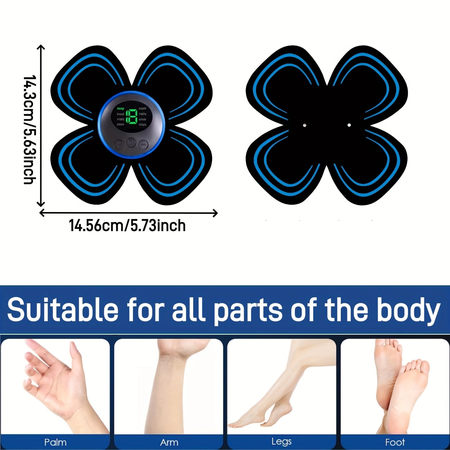 EMS Muscle Stimulator Massager Patch – Full Body Electric Massage Device with 8 Modes & 19 Intensity Levels for Shoulder, Arm, Leg, Waist & Cervical Spine Pain Relief
