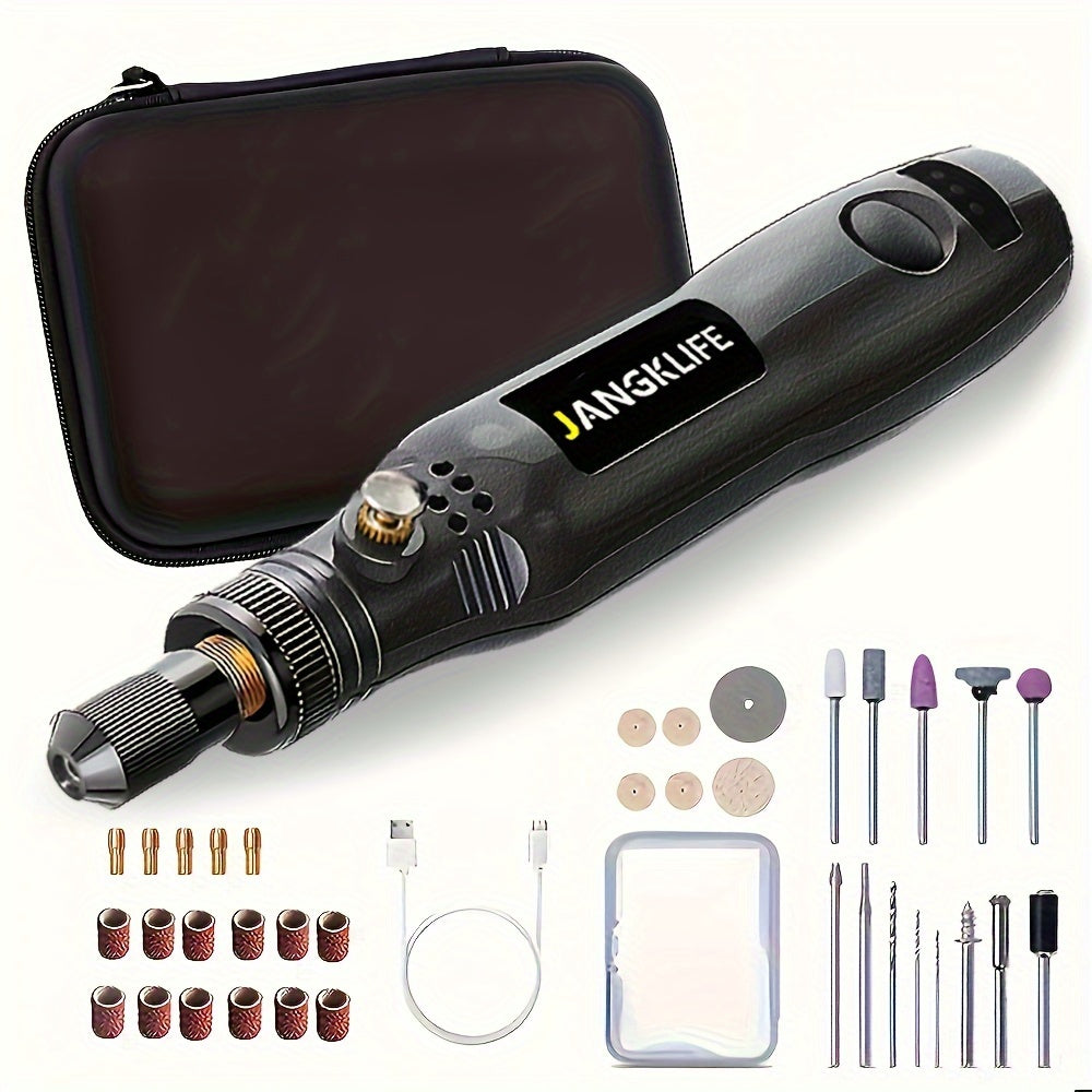 A Set of Cordless Rotary Tools, a Rechargeable Engraving Pen with a Battery, an Electric Adjustable-Speed Engraving Pen, Portable Wood Carving Tools for Grinding, Polishing, And Etching.