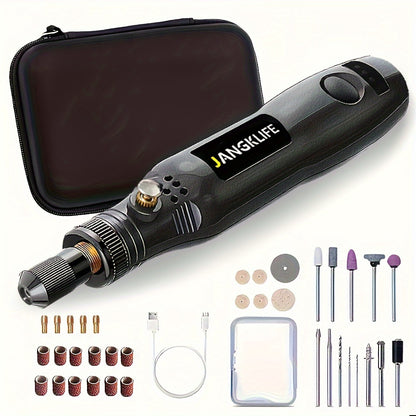 A Set of Cordless Rotary Tools, a Rechargeable Engraving Pen with a Battery, an Electric Adjustable-Speed Engraving Pen, Portable Wood Carving Tools for Grinding, Polishing, And Etching.
