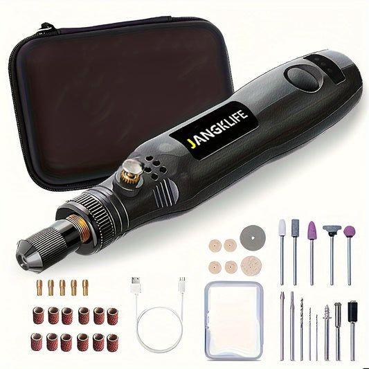 Cordless Rotary Tool Set Rechargeable Engraving Pen – Adjustable Speed Electric Wood Carving Tool for Grinding Polishing Etching Cutting DIY Craft