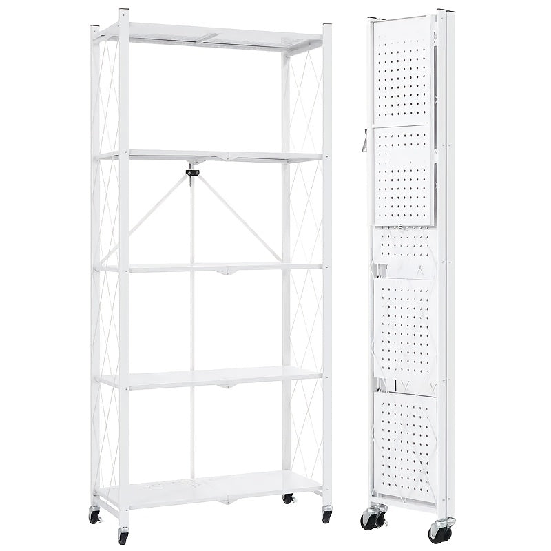 3/4/5-Tier Unassembled Storage Rack, Equipped with Wheeled Multi-Layer Storage Shelves, Portable Floor-Standing Versatile Miscellaneous Storage Rack, Foldable Magazine Rack, Storage Additions, Utility Racks