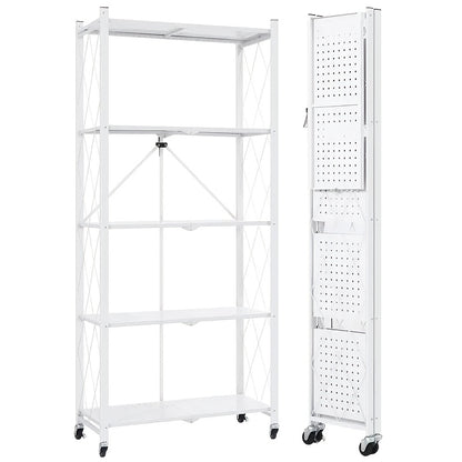 3/4/5-Tier Unassembled Storage Rack, Equipped with Wheeled Multi-Layer Storage Shelves, Portable Floor-Standing Versatile Miscellaneous Storage Rack, Foldable Magazine Rack, Storage Additions, Utility Racks