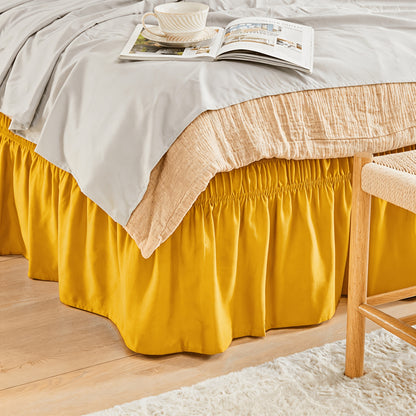 Leafy Sleep Elastic Bed Ruffle, Easy Wrap Around Ruffle, Microfiber Bed Skirt with Adjustable Elastic Belt 15 Inch Tailored Drop, Hotel Quality Bed Skirt, Fade Resistant, Easy Fit, Machine Washable