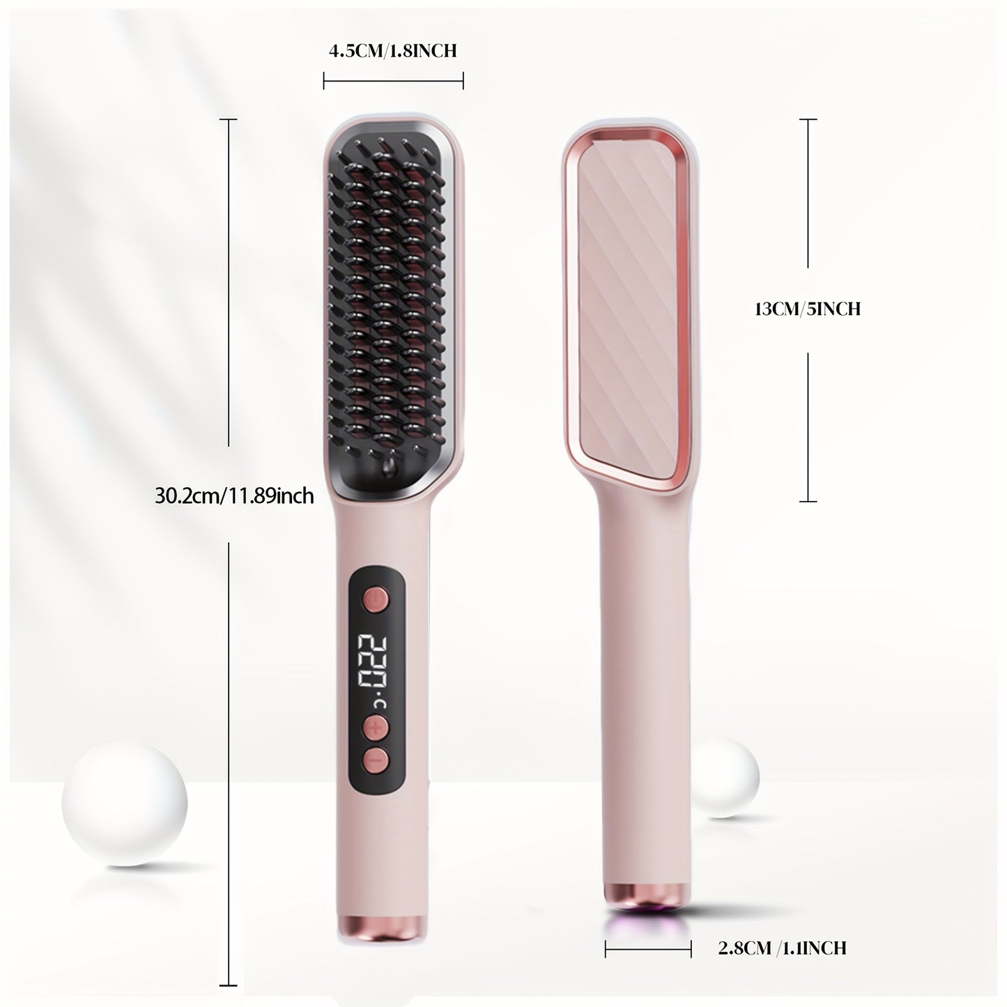 [US Standard]Hair Straightening Brush, 30-60 Seconds Fast Heating & 3 Temperature Adjustable, Wide-spaced Teeth& Smooth Glide Teeth, Tangle-free, Anti-winding, Anti-Damage Styling Tool/Holiday Gift/Birthday Gift The Perfect Mother's Day Gift