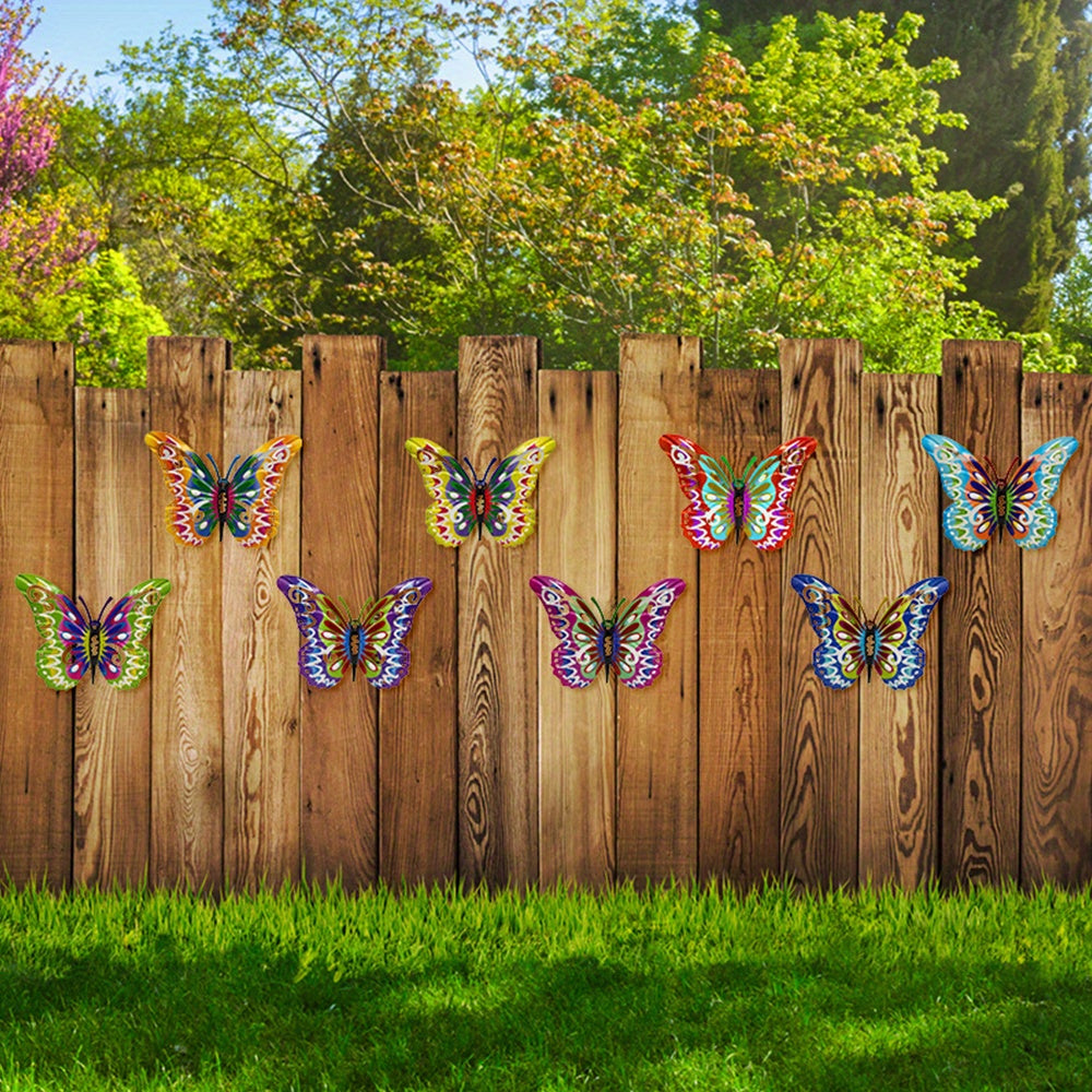 Set of 8 Metal Butterfly Wall Decorations: Vibrant 3D Butterflies for Your Garden, Patio, Fence, Courtyard, Or Wall. Perfect for Any Season And Great As Gifts for Mother'S Day Or Father'S Day