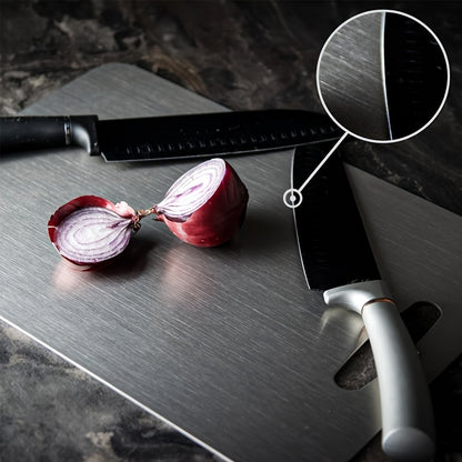 3pcs Premium Stainless Steel Chopping Cutting Board Set- Durable, Dual-Sided Metal Cutting Boards for Kitchen, Easy to Clean, Non-Stick Cutting Board, Space-Saving, Rust-Resistant, BPA-Free, Safe And Portable for Meat, Fruit, Vegetables