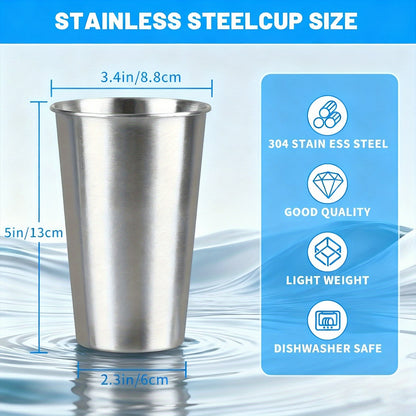 12 Pack 16oz Stainless Steel Pint Glasses - Unbreakable Metal Drinking Cups, Commercial Grade Stackable Barware, Dishwasher Safe & Rustproof Design, Reusable Beer & Cocktail Glasses for Restaurants, Bars, Outdoor Parties, Camping, Picnics