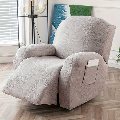 1/2/3/ Seat Plus Center Control Recliner Sofa Cover, Winter Insulation, Furniture Decoration, High Stretch Big Leaves Jacquard Sofa Recliner Cover, Soft And Washable, Loveseat Recliner Cover with Console, Home Decoration, Mother'S Day Gifts