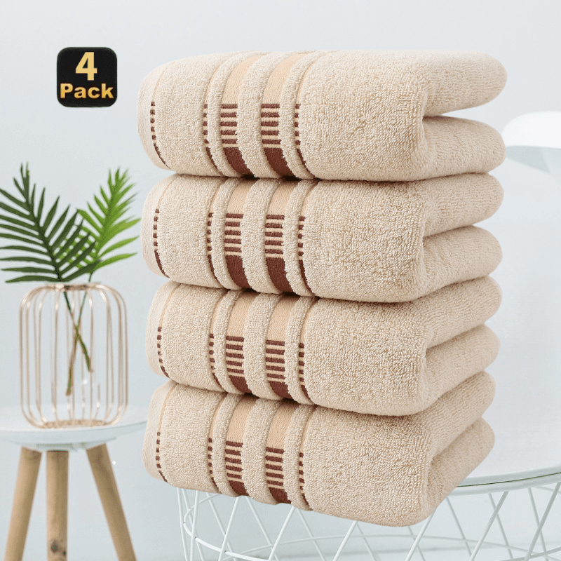 4pcs Set of All Cotton Off Shelf Face Towels, Hotel Salon Beauty Salon Spa Super Absorbent Towels, Adult Couple Home Use Soft and Skin Friendly Pure Cotton Cleansing Towels, Dry Hair Towels
