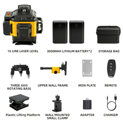 16-line 4D Laser Level 360 Self-leveling - Lazer Leveler Tool With 2x 3000mAh Battery, W/ 39" Laser Level Tripod, Laser Level Tool For Picture Hanging, Construction, Tile, Renovation, Wall Floor Alignment, Home Tool, Laser Level With Tripod