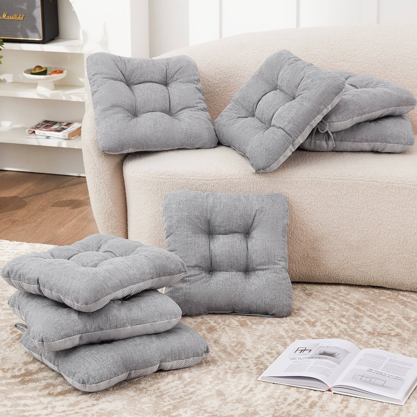 New Year 4/8pcs Memory Foam Chair Cushions, M L Size Available, Outdoor/Indoor Chair Pads for Dining Chairs 4/8 Pack, Seat Cushions for Kitchen, Dining Room, Office, Patio Chair