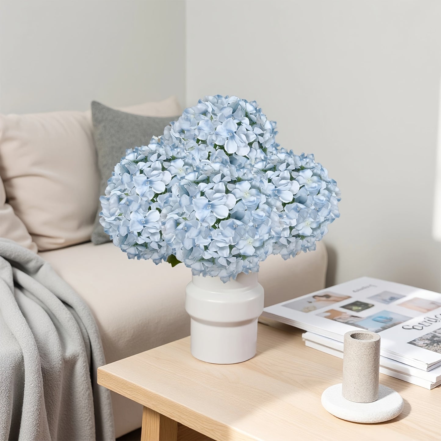 Set of 10 Blue Artificial Hydrangea Flowers, 16.2 Inches in Length, Perfect for Birthday Celebrations, Bedroom Decor, Kitchen Embellishments, Exhibition Displays, And Christmas Decorations (10pcs in Blue).