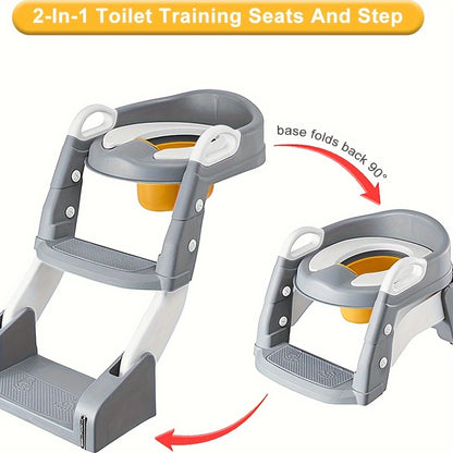 Potty Training Toilet Seat 2 In 1 Toddler Toilet Seat And Step Splash Guard Kids Toilet Seat With Ladder Anti-Slip Pad Potty Toilet Foldable Kids Potty Seat Toilet Seat For Kids Boys Girls