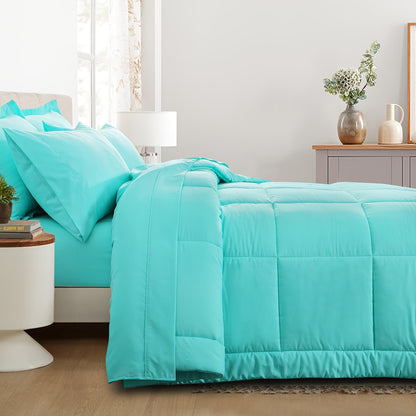 7pcs Comforter Set-Luxury Soft Fluffy Bedding With 1 Comforter, 1 Fitted Sheet, 1 Flat Sheet, And 4 Pillowcases & Pillow Cover-All Season Quilte Set Queen, Hypoallergenic, Breathable, Easy Care, Valentine'S Day Bed In A Bag, Gifts For Her