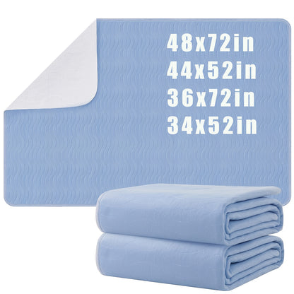 2 Pack Heavy Absorbency Bed Pads Washable - Waterproof Pee Pad For Pet, Adults & Elderly, Reusable Absorbent Mattress Protector For Bed, Sofa, Couch (Blue+White)