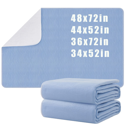 2 Pack Heavy Absorbency Bed Pads Washable - Waterproof Pee Pad For Pet, Adults & Elderly, Reusable Absorbent Mattress Protector For Bed, Sofa, Couch (Blue+White)