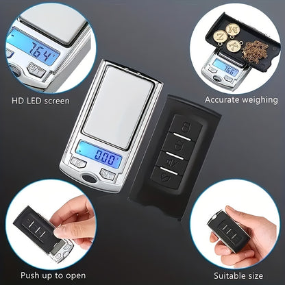1 Mini Digital Backlit Pocket Scale 0.01g Precision, Portable Keychain Scale for Jewelry, Herbs, Food, Kitchen